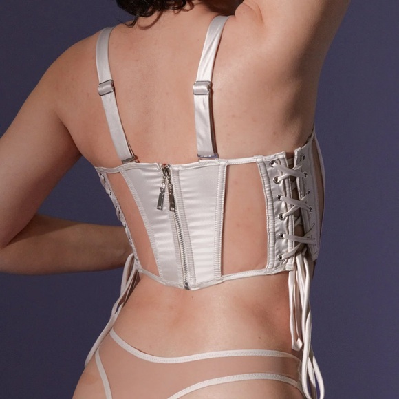 Thistle & Spire Dripping In Jewels Corset Top - Champagne Satin & Crystal - Picture 3 of 5